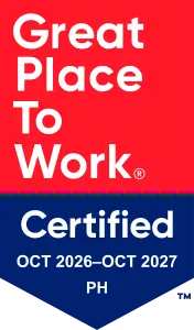 Great Place to Work Certified badge, October 2026 to October 2027, Philippines